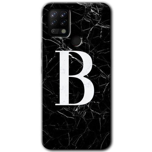 Tecno Pova Kılıf HD Desen Baskılı Arka Kapak - Siyah Mermer Desenli B Harfi