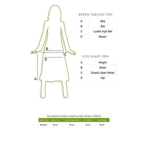 Beli Lastikli Elvan Sonbahar ve Kışlık Uzun Örgü Triko Etek Bordo Brd