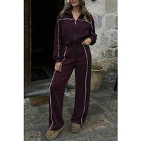 Kadın Uzun Kollu önden Fermuarlı Bluz Ve Pantolon Modal Ikili Takım