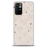 Xiaomi Poco M4 Pro 5G Kılıf HD Baskılı Kılıf - Kahve Kalpler + Tam Ekran Koruyucu