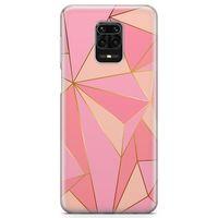 Xiaomi Redmi Note 9 Pro Kılıf Elmas Pembe Arka Kapak Koruma Desenli Full Koruyucu