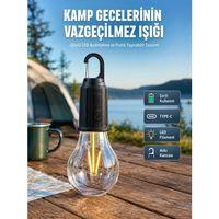 Şarjlı Aydınlatma Ampul Tasarımlı Ambians Işık Askılı Kamp Lambası
