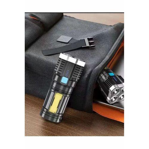Ultra Parlak El Feneri Usb Şarj 4 Led+yan Cob Led Taktik Günlük Hayat Kamp Avcılık El Feneri