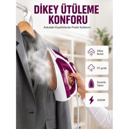 Modern Tasarım 2200w Dayanıklı Buharlı Seramik Kaplama Ütü Yeni Nesil