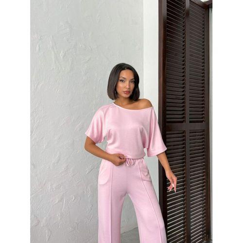 Kadın İsa Kollu Kayık Yaka Bluz Ve Pantolon Misal Kumaş Ikili Takım