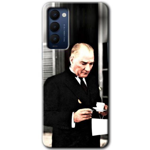 Tecno Camon 18 Kılıf HD Desen Baskılı Arka Kapak - Atatürk Türk Kahvesi + Kırılmaz Cam