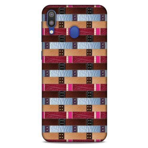 Samsung Galaxy M20 Kılıf Patchwork (45) Liquid Air Kılıf Bordo Gri