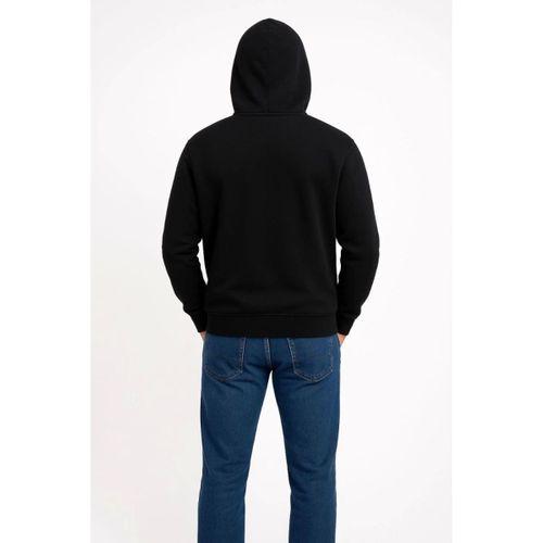 Erkek Üç İplik Kapüşonlu Kanguru Cepli SweatShirt Hoodie - Siyah