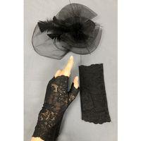 Siyah Vualet Şapka ve Dantelli Eldiven