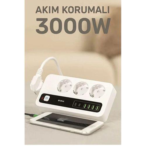 P10 3x Priz 3000w Akım Korumalı 4x Usb 2x Type-c Girişli Çoklu Priz