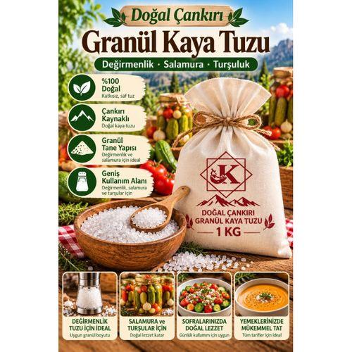 Doğal Çankırı Granül Kaya Tuzu 1 KG İri Taneli Değirmenlik Salamura Turşuluk