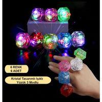 6'lı Kristal Led Parti Yüzük Seti