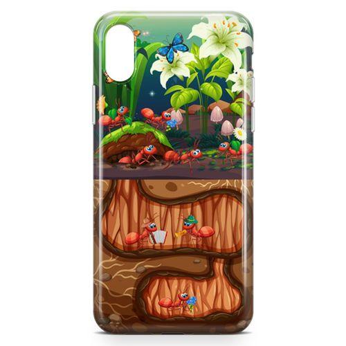 Apple iPhone X Kılıf Karınca Yuvası Arka Kapak Koruma Desenli Full Koruyucu