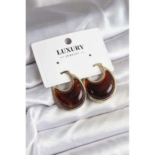 Pirinç Gold Kahverengi Renk Vintage Kadın Küpe