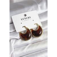 Pirinç Gold Kahverengi Renk Vintage Kadın Küpe