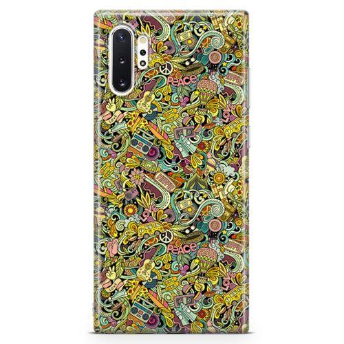 Samsung Galaxy Note 10 Plus Kılıf Hippie Doodle Arka Kapak Koruma Desenli Full Koruyucu