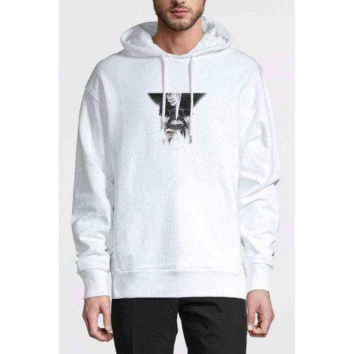 Anime Black Tokyo Ghoul Baskılı Beyaz Erkek Kapşonlu Sweatshirt