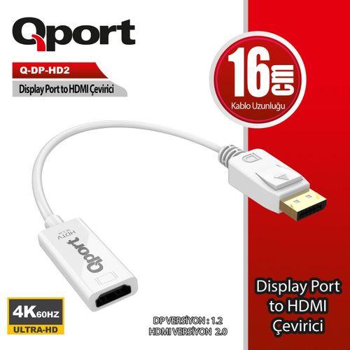 QPORT Q-DP-HD2 DISPLAY PORTUNDAN HDMI CEVIRICI 4K 60HZ