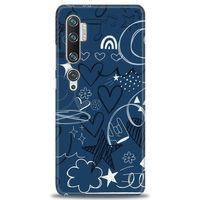 Xiaomi Mi Note 10 Pro Kılıf HD Baskılı Kılıf - Notalar ve Kalpler Mavi + Tam Ekran Koruyucu