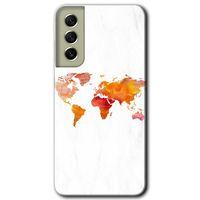 Samsung Galaxy S21 FE Kılıf Baskılı Kapak - Dünya Haritası +Tam Ekran Koruyucu