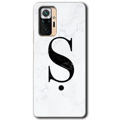 BeRa Aksesuar  Xiaomi Redmi Note 10 Pro Kılıf Baskılı Kapak - Beyaz Mermer Desenli Ş Harfi +Tam Kaplayan Mat Seramik