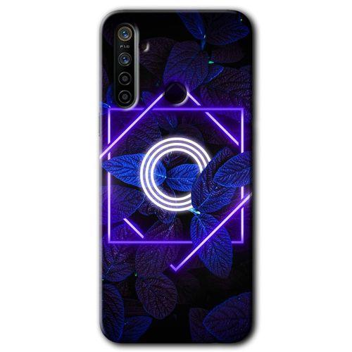 BeRa Aksesuar Realme 6i Kılıf Baskılı Kapak - Dark Neon Yaprak O Harfi +Tam Kaplayan Mat Seramik