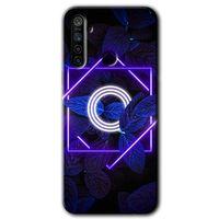 BeRa Aksesuar Realme 6i Kılıf Baskılı Kapak - Dark Neon Yaprak O Harfi +Tam Kaplayan Mat Seramik