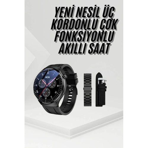 Amoled Ekran Metal Deri Silikon Kordonlu Uyku Ve Sağlık Takibi