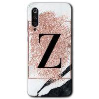 Xiaomi Mi 9 Kılıf HD Desen Baskılı Arka Kapak - Pembe Mermer Desenli Z Harfi