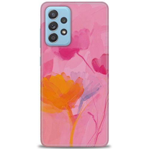 Samsung Galaxy A52s 5G Kılıf HD Baskılı Kılıf - Turuncu Pembe + Tam Ekran Koruyucu