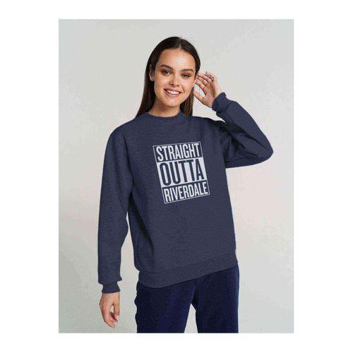 Riverdale Straight Outta Riverdale Baskılı Indigo Mavi Kadın Sweatshirt