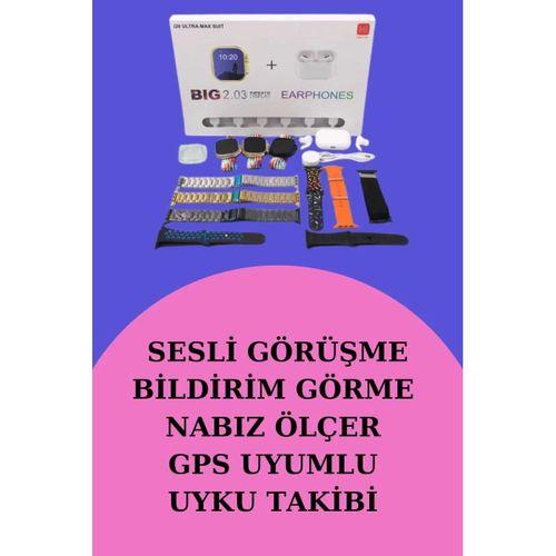 Akıllı Saat Bluetooth Kulaklık Hediyeli Bildirim Görme Sesli Görüşme Çoklu Kordon