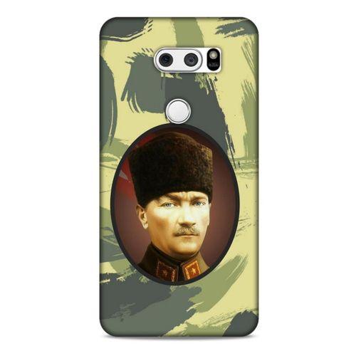 LG K40S Kılıf Atatürk (17) Tasarım Kılıf Kamuflaj Koyu Yeşil