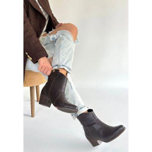 Akver Acı Kahve Cilt Topuklu Bot