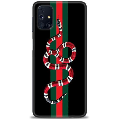Samsung Galaxy M31S Kılıf HD Baskılı Kılıf - Kırmızı Yeşil Yılan + Tam Ekran Koruyucu