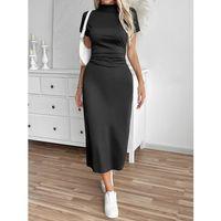 Kadın Yarı Balıkçı Yaka Yırtmaçlı Dalgıç Midi Elbise