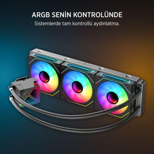 James Donkey Lugis JDC360 ARGB 360mm Siyah Sıvı İşlemci Soğutucu AM5 ve LGA1700 Uyumlu