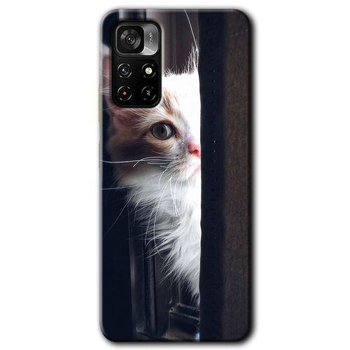 Xiaomi Redmi Note 11T Kılıf HD Desen Baskılı Arka Kapak + Temperli Cam - Kedi Bakışı