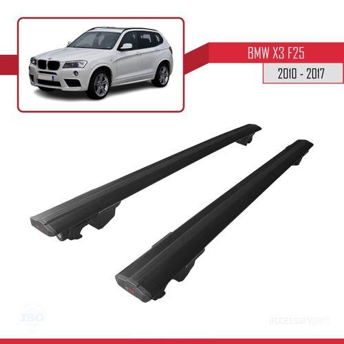 Bmw X3 (F25) 2010-2017 Arası ile uyumlu HOOK Model Anahtar Kilitli Ara Atkı Tavan Barı SİYAH