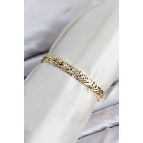 CM Çavuş Model Zirkon Taşlı VIP Seri Gold Renk Pirinç Kadın Bileklik