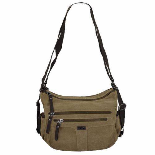 Ççs 31319 İki Bölmeli Kanvas Kadın El ve Omuz Çanta Kahve