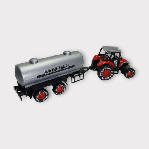 HAPPY JUNIOR Çek Bırak Römorklu Traktör 25Cm - Kırmızı Su Tankı