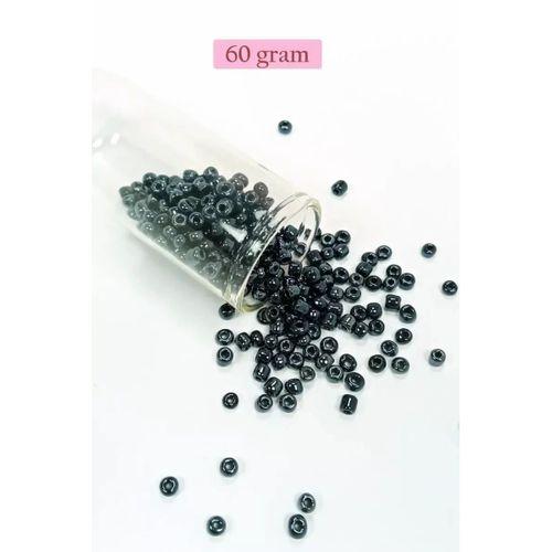 Dökme Cam Kum Boncuk Büyük Boy (6/0) 4 mm - 60 Gram - Siyah - BNC120
