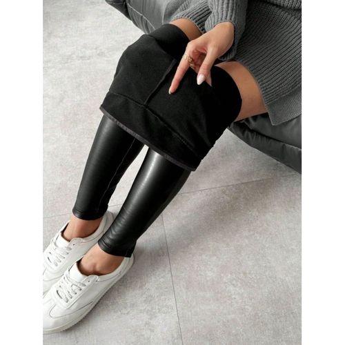 Kadın Yüksek Bel şardonlu Parlak Deri Tayt