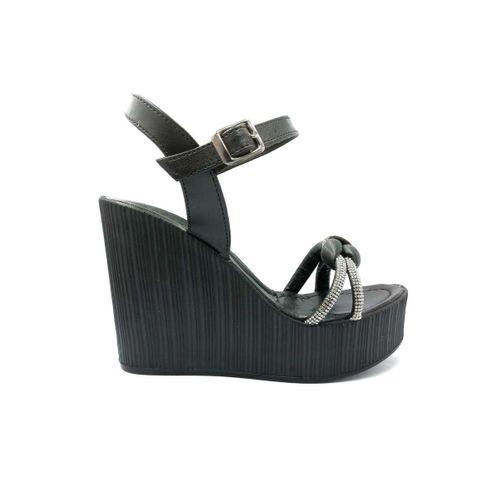 PUNTO 292020 Siyah Taşlı Dolgu Taban Kadın Ayakkabı