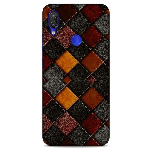 Xiaomi Redmi Note 7 Kılıf Patchwork (1) Kılıfı Kahverengi Bordo
