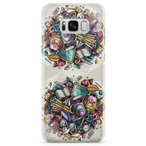 Samsung Galaxy S8 Plus Kılıf Kırtasiye Malzemeleri Doodle Arka Kapak Koruma Desenli Full Koruyucu