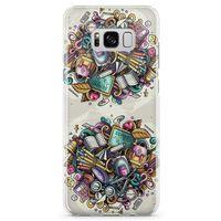 Samsung Galaxy S8 Plus Kılıf Kırtasiye Malzemeleri Doodle Arka Kapak Koruma Desenli Full Koruyucu