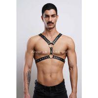 Perçin Detaylı Erkek  Göğüs Harness, Erkek  Parti Giyim - Brfm179