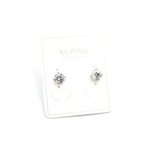 Büyük Boy Tek Taş Küpe - Gümüş